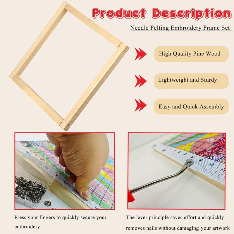 Yeeyeah 24 Pcs 6 Sets Stretcher Bars for Needlework 6 Sizes Wooden Canvas Stretcher Bars with 80 Thumb Tacks and Tacks Remover for Needlepoint Embroidery Stitch Frame Set Bundle with Crafts - Image 5